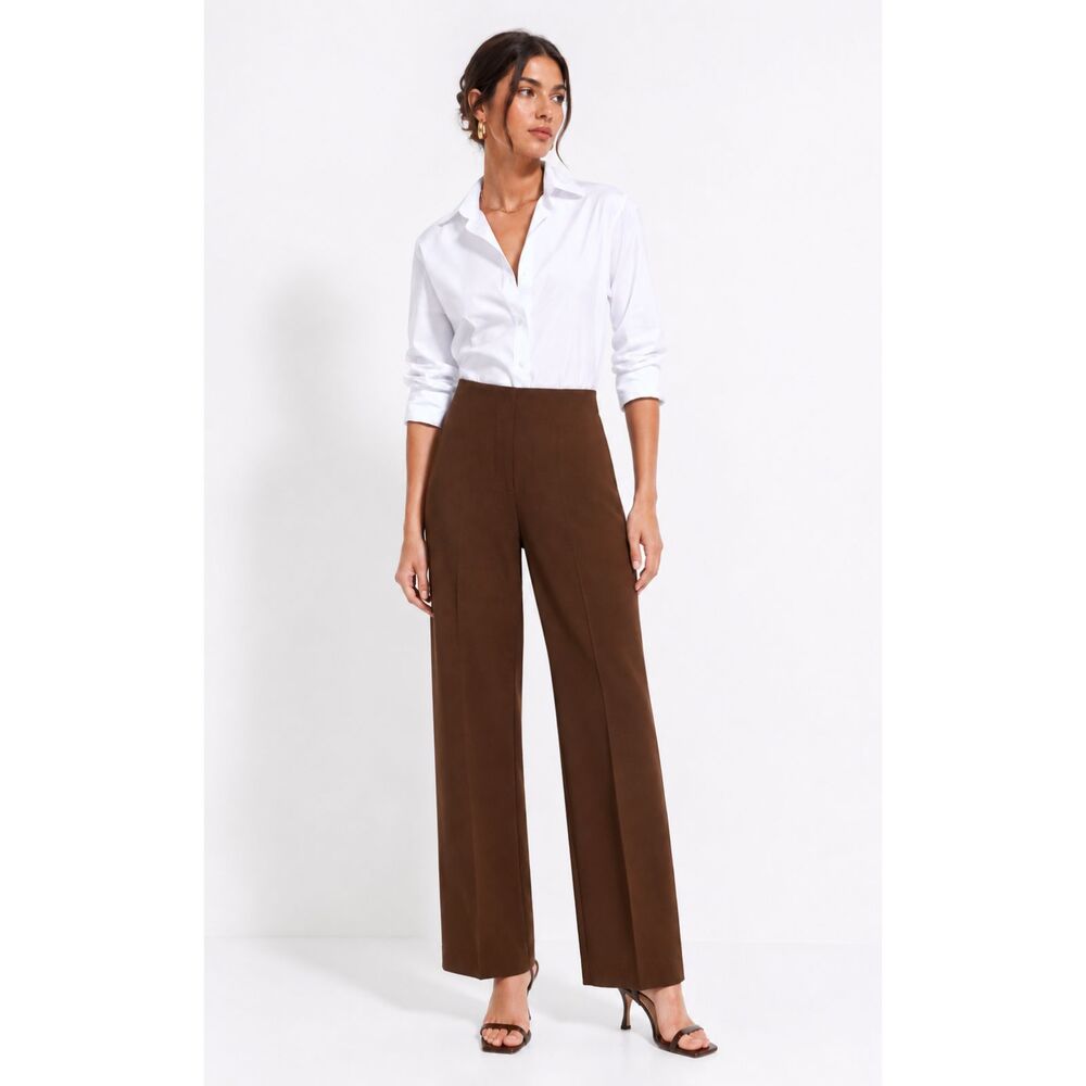Lafayette 148 Sullivan Brown Wool Dress Pants Flat Front Business Casual Size 6